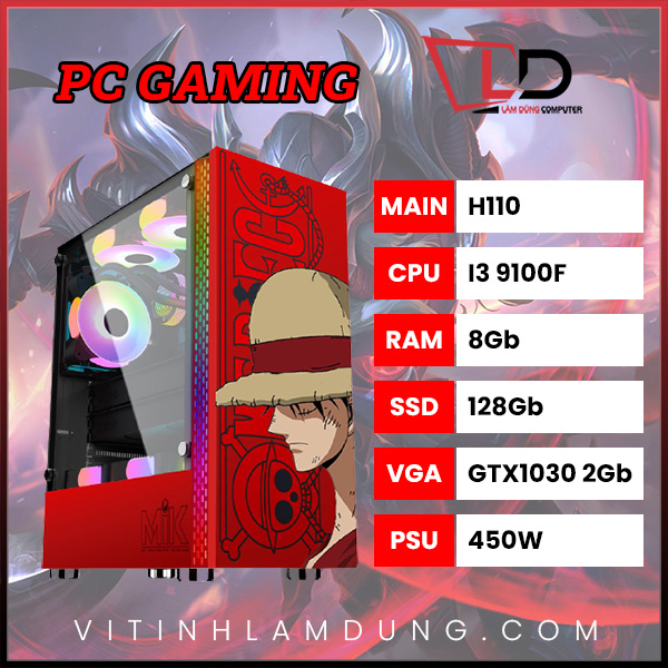 PC Gaming H110/I3 9100F Ram 8Gb Vga GTX1030 2Gb SSD 128Gb