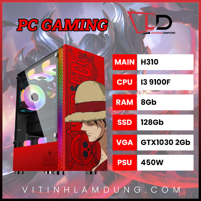 PC Gaming H310/I3 9100F Ram 8Gb Vga GTX1030 2Gb SSD 128Gb